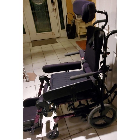 Quickie Iris Tilt-In-Space Manual Transport Medical Red Push Wheelchair EUC - Picture 1 of 15